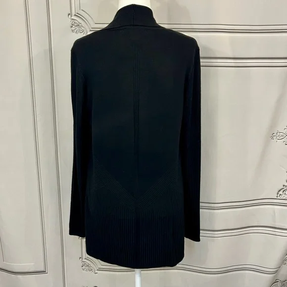 Black Cardigan Sweater, LS Open, Ribbed Design, New with Tags - Picture 5 of 9